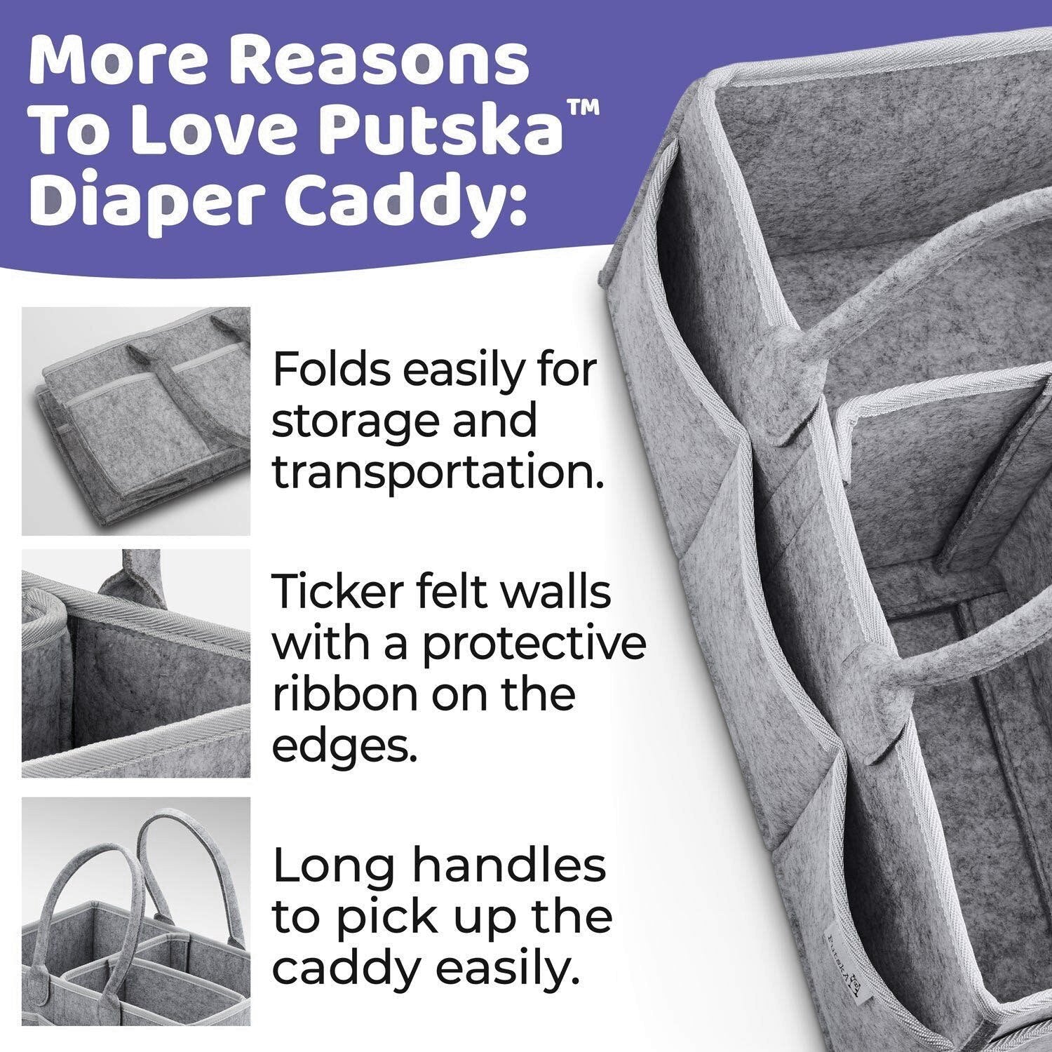 Baby Diaper Caddy - Nursery Storage Bin and Car Organizer.