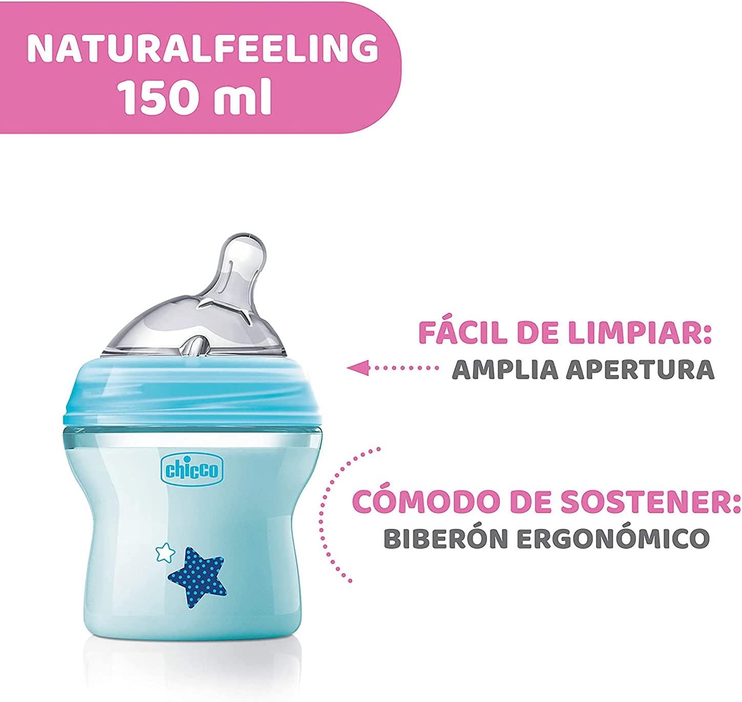 Chicco Natural Feeling Bottle - Blue -150ml.