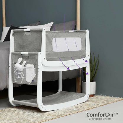 Snuzpod 4 Bedside Crib - Sleep Tight & Safe - Grey.