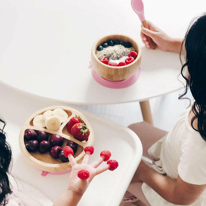Baby Toddler Feeding Suction Plate + Soft Tip Spoon Babies Set - Red.