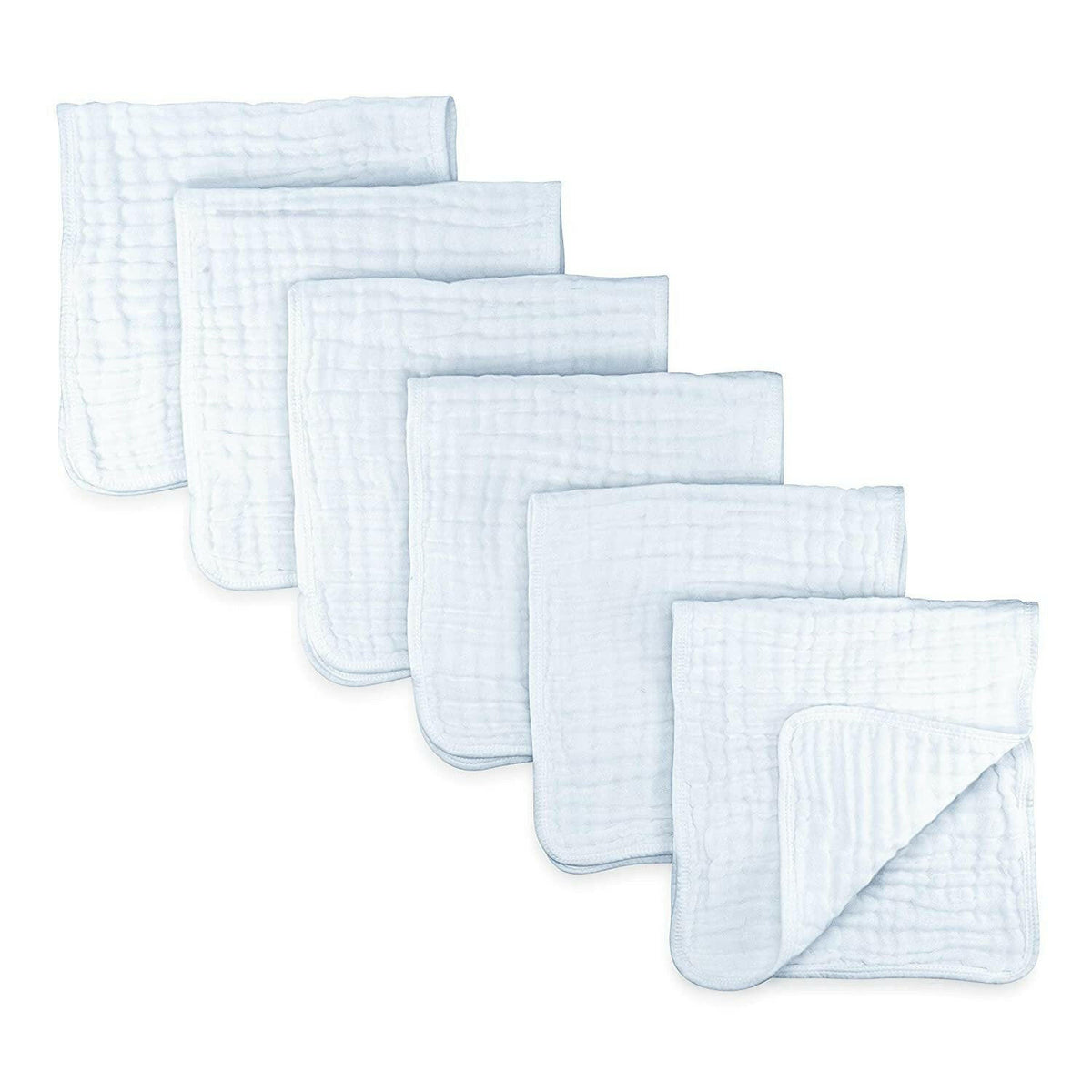Muslin Burp Cloths 6 Pack Large 100% Cotton 6 Layers Extra Absorbent and Soft.