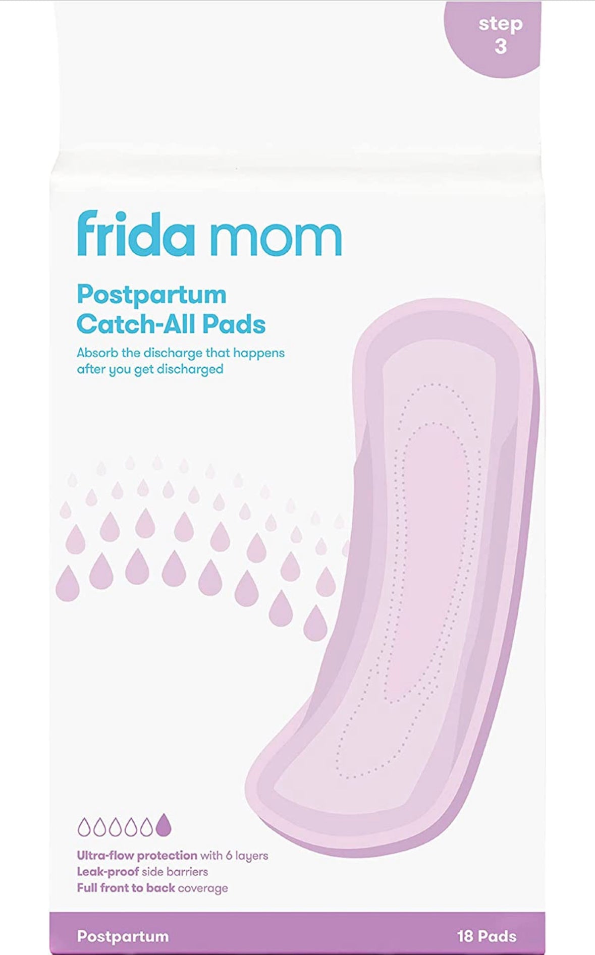 Frida Mom Postpartum Maternity Catch-All Pads for Maximum Absorbancy - 18 ct.