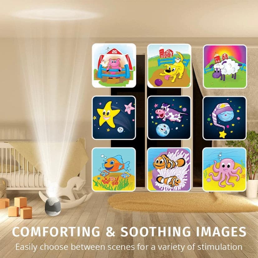 MyBaby, Sounds & Projection, Plays 6 Sounds & Lullabies, Image Projector Featuring Diverse Scenes, Auto-Off Timer Perfect for Naptime.