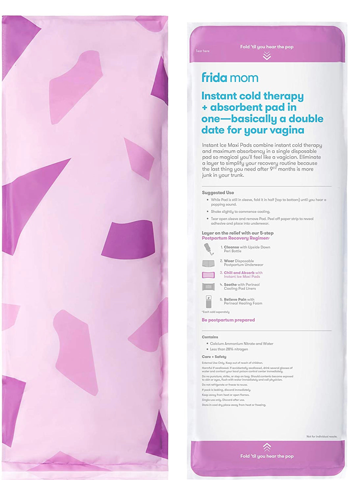 Frida Mom 2-in-1 Postpartum Absorbent Perineal Ice Maxi Pads.