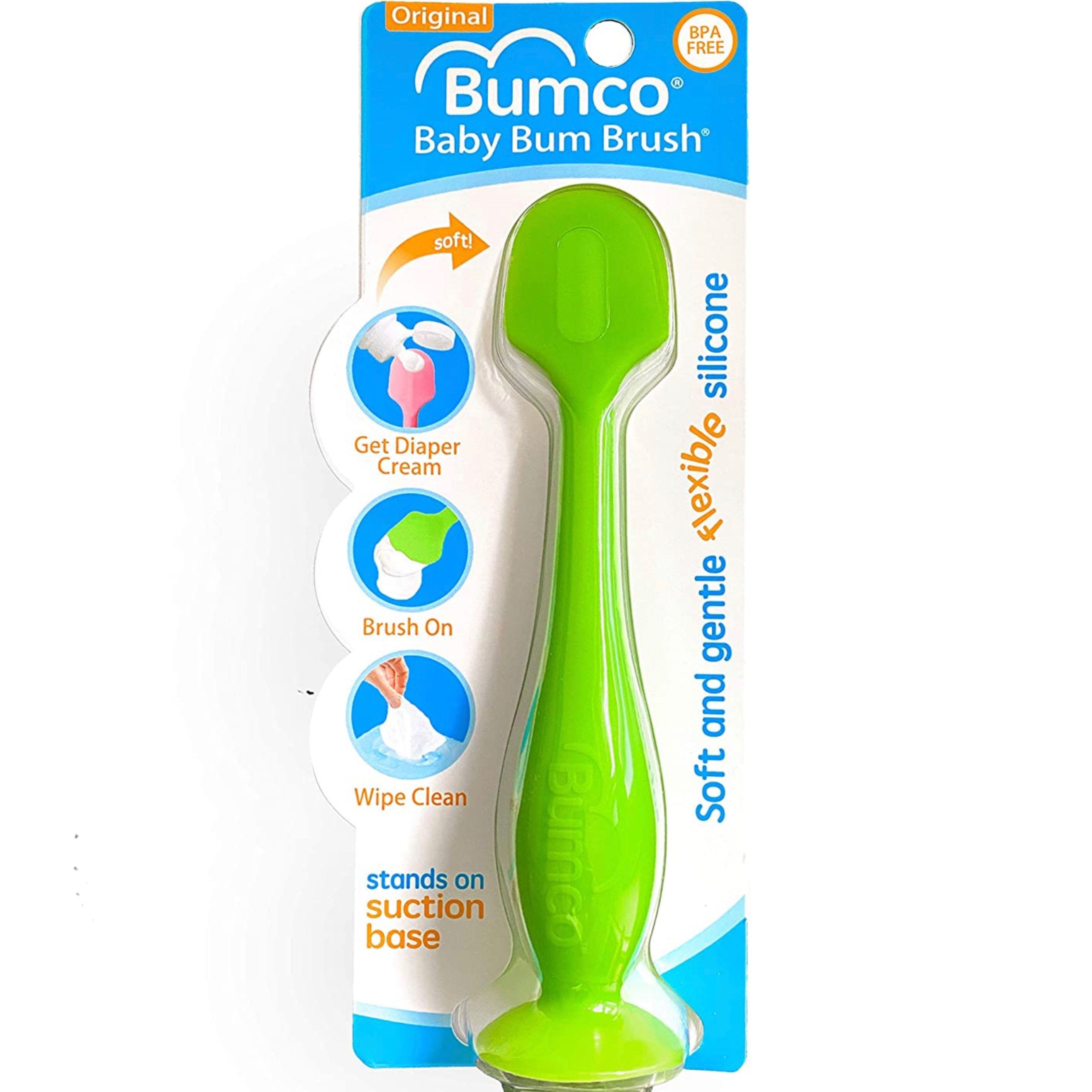 Baby Bum Brush, Original Diaper Rash Cream Applicator, Soft Flexible Silicone, [Green].
