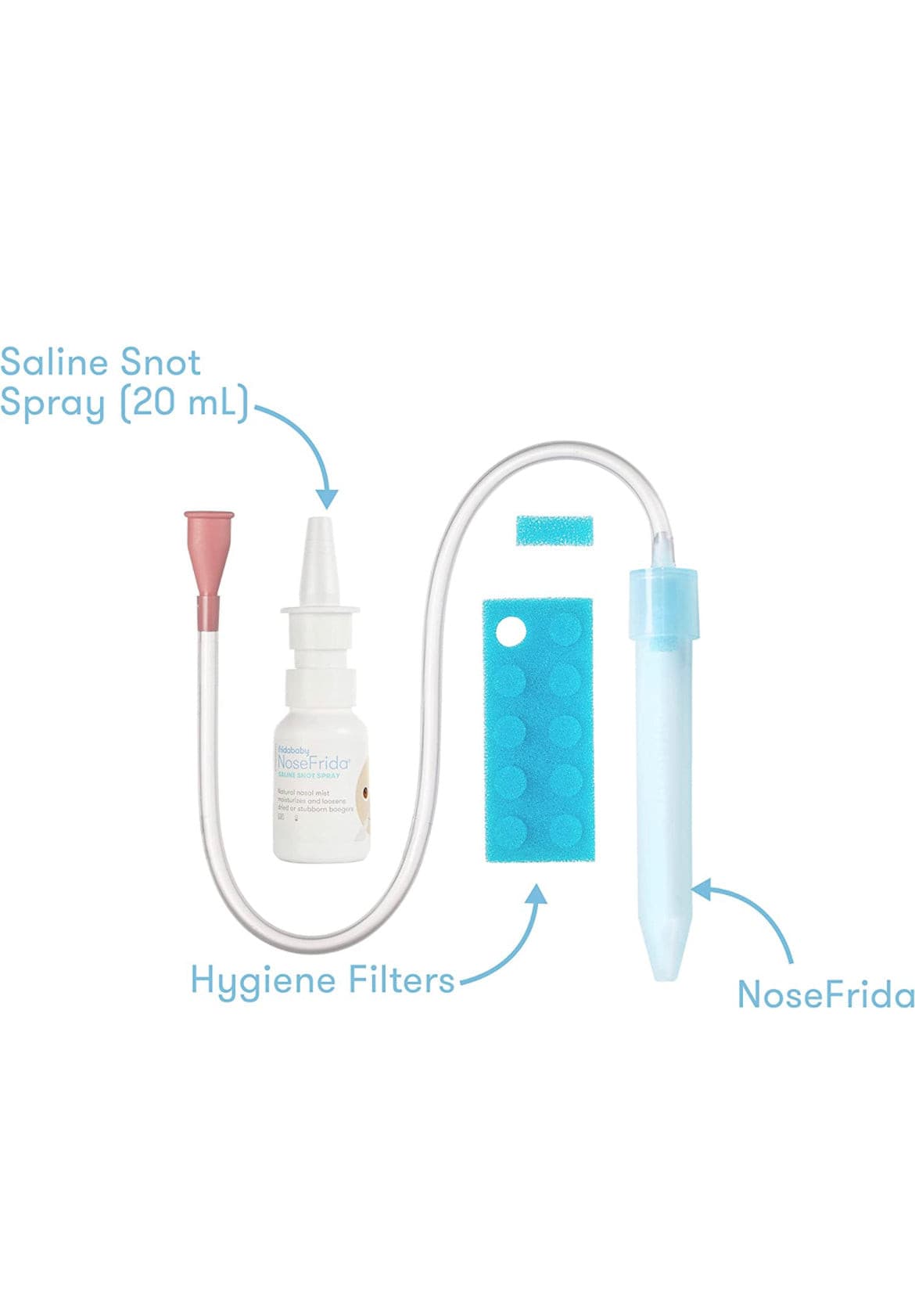 Baby Nasal Aspirator with 10 Extra Filters and All-Natural Saline Nasal Spray by Frida Baby.