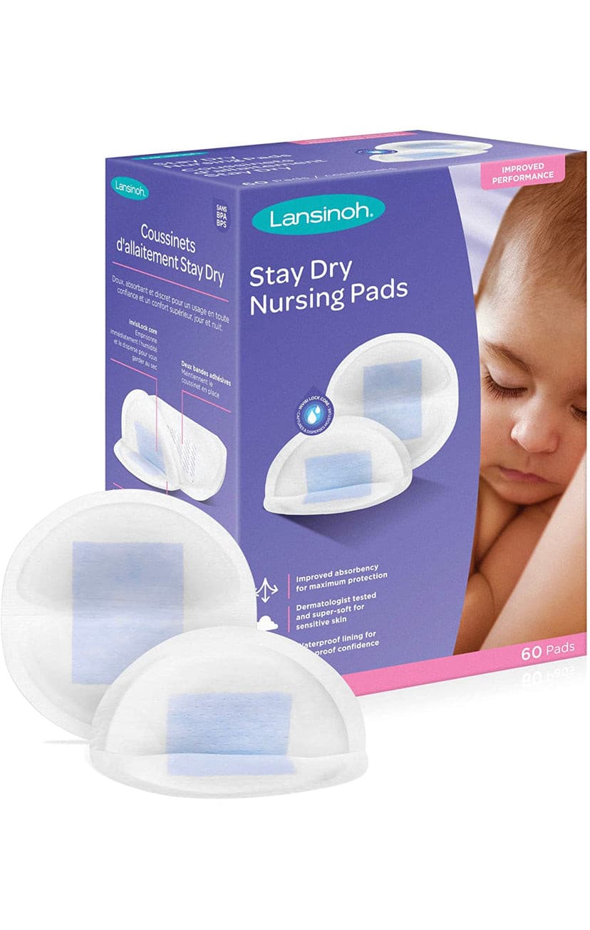 Lansinoh Stay Dry Disposable Nursing Pads, 60 Count.