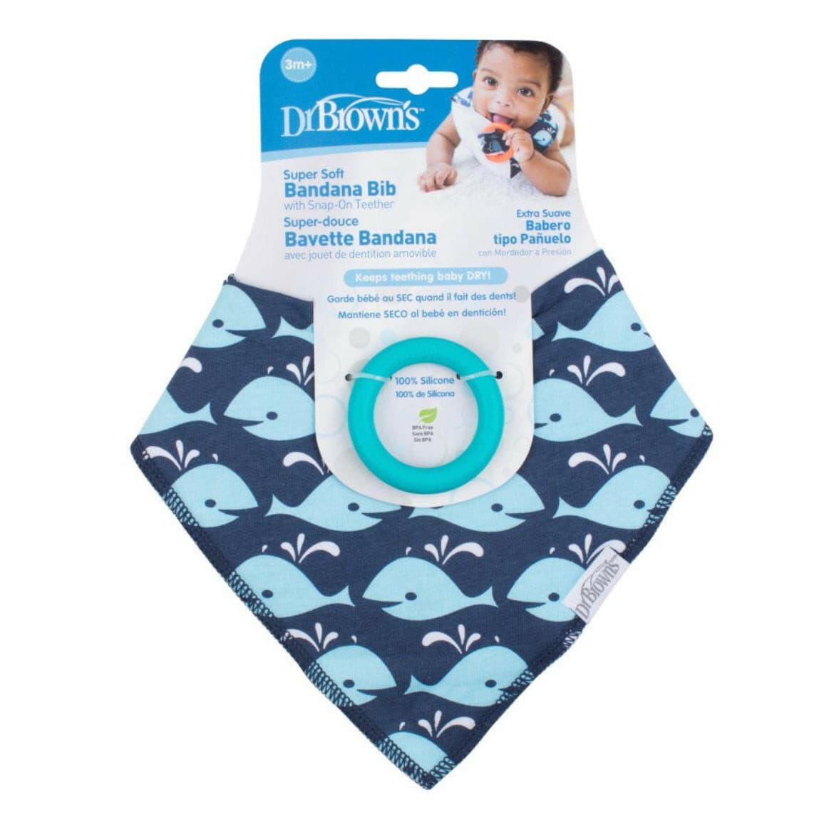 Dr Brown Bib Teething Bandana - Blue