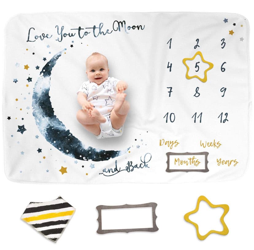 ‏Baby Monthly Milestone Blanket Boy and Girl, Unisex Month Blanket.