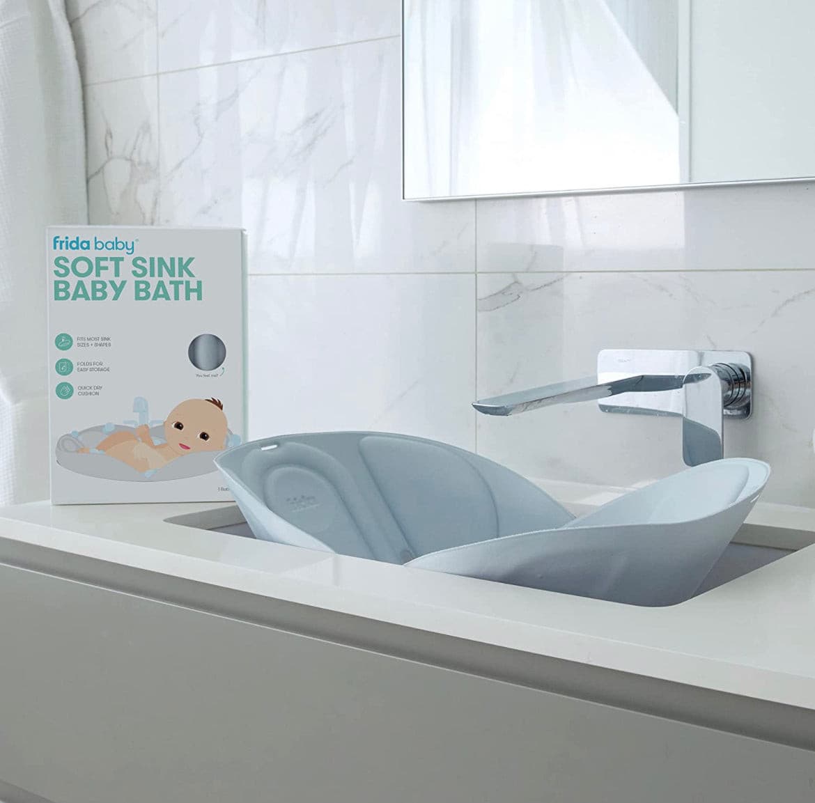 Soft Sink Baby Bath by Frida Baby ,Bath Cushion That Supports Baby's Head.