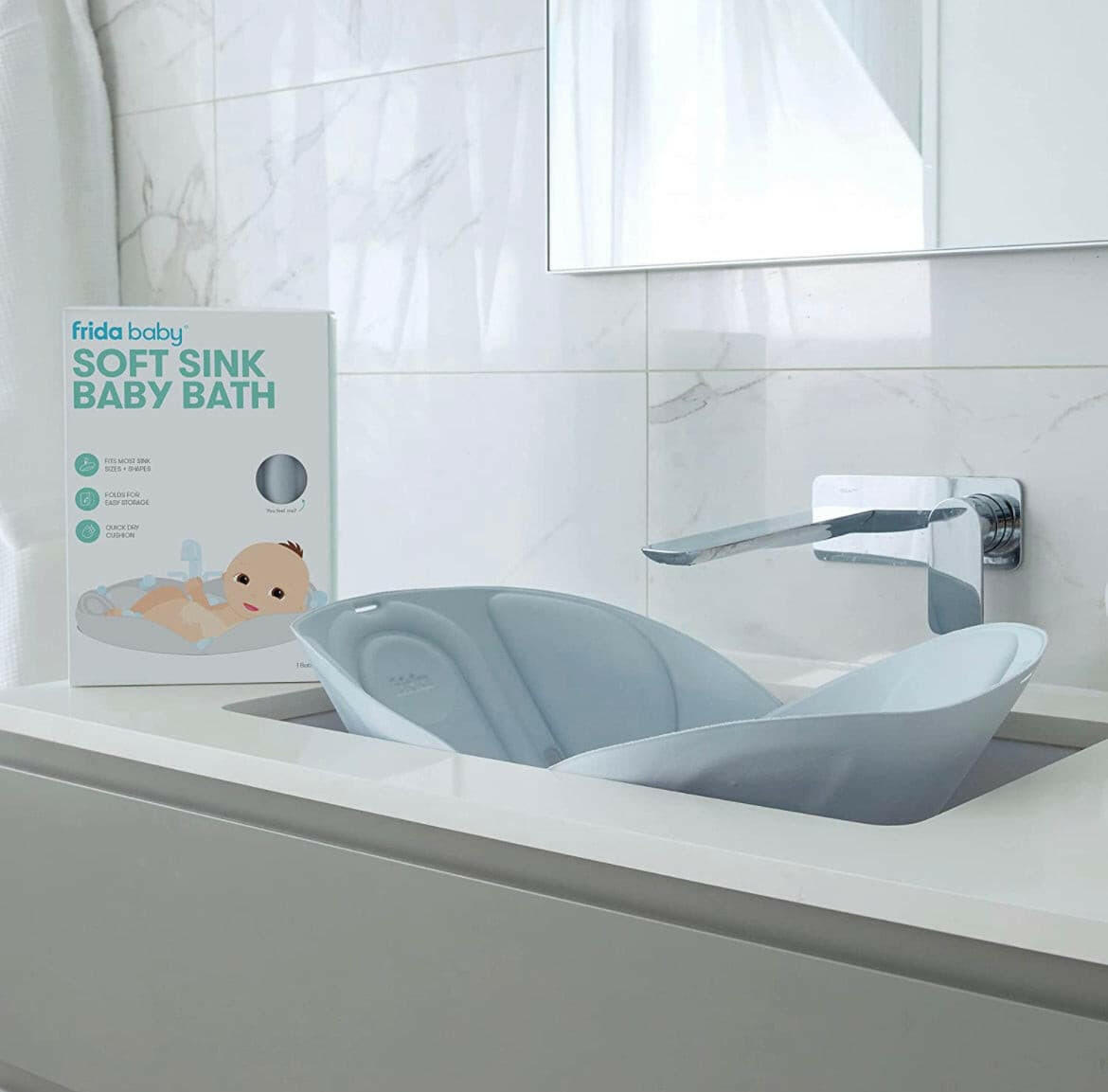 Soft Sink Baby Bath by Frida Baby ,Bath Cushion That Supports Baby's Head.
