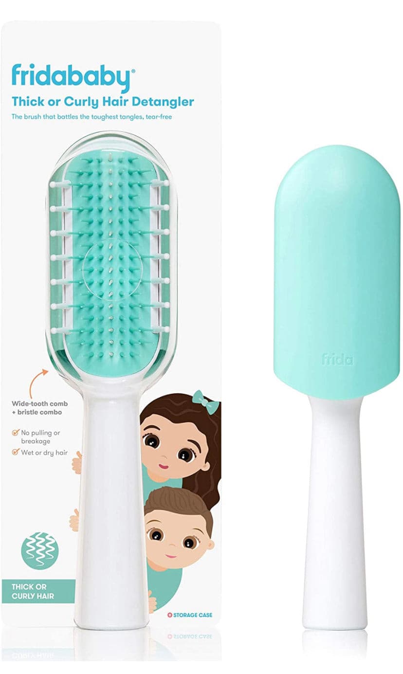 FridaBaby Thick or Curly Hair Detangling Kids Brush by Fridababy, Detangles Knots Without Tears or Breakage, Comb Teeth and Bristle Design.