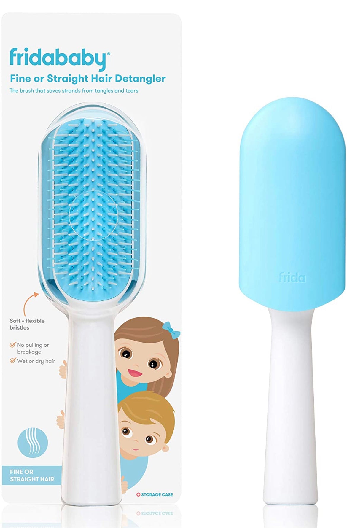 FridaBaby Fine or Straight Hair Detangling Kids Brush, Detangles Knots Without Tears or Breakage, Comb Teeth and Bristle Design.