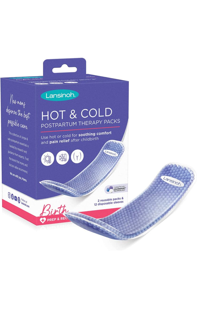 Lansinoh Hot and Cold Pads for Postpartum Essentials, Purple, 2 Count.
