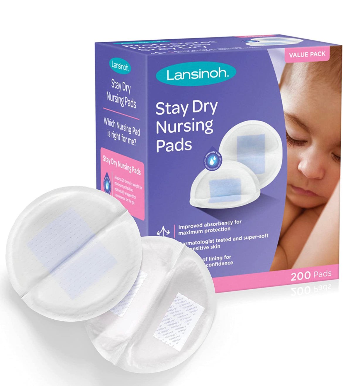 Lansinoh Stay Dry Disposable Nursing Pads, Pack of 200.
