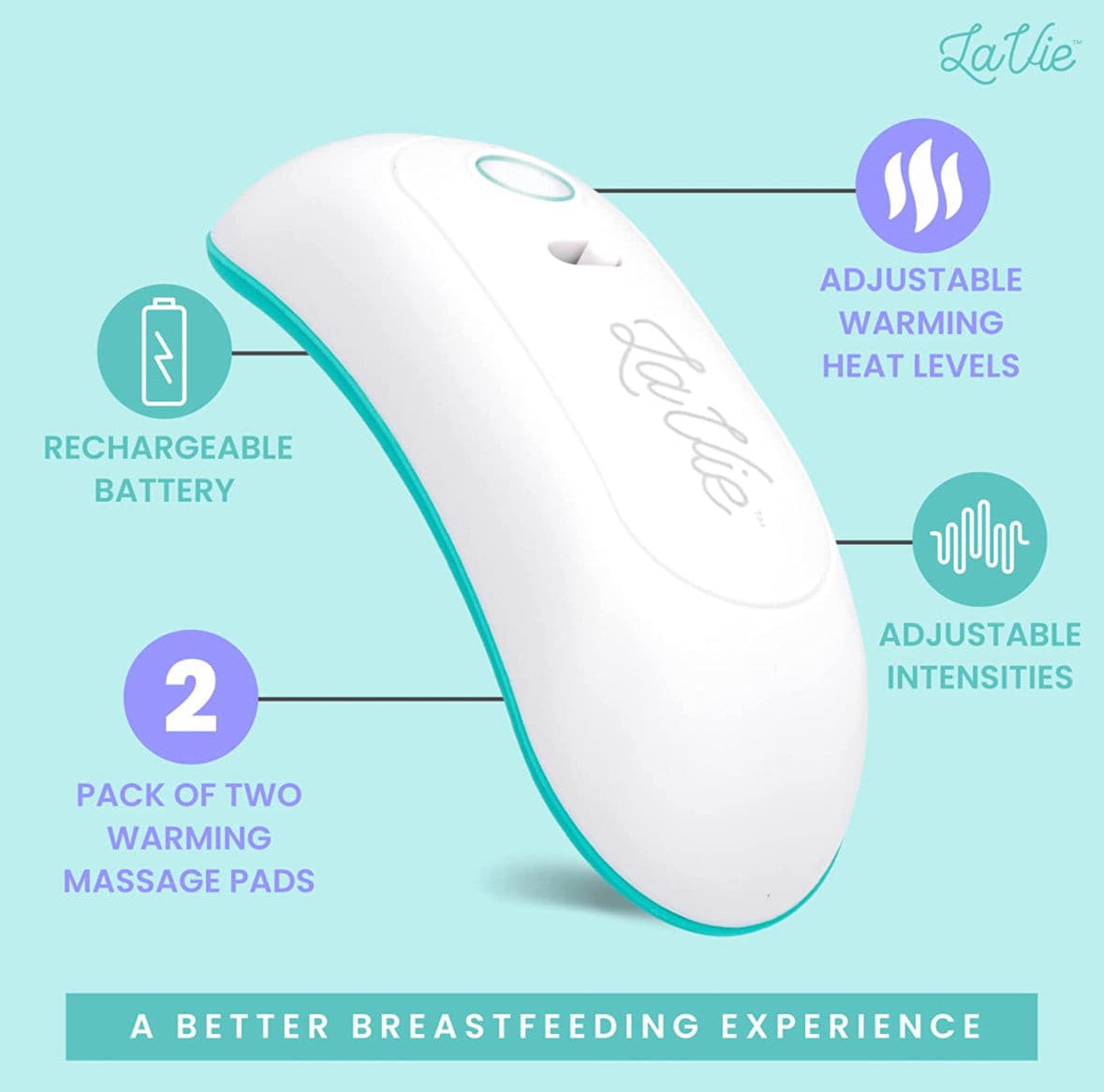 LaVie 3-in-1 Warming Lactation Massager, 2 Pack.