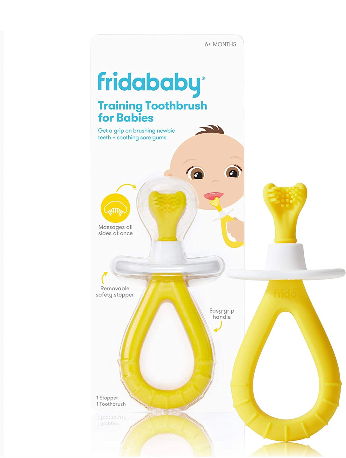 Training Toothbrush for Babies with Soft Silicone Bristles by Frida Baby.