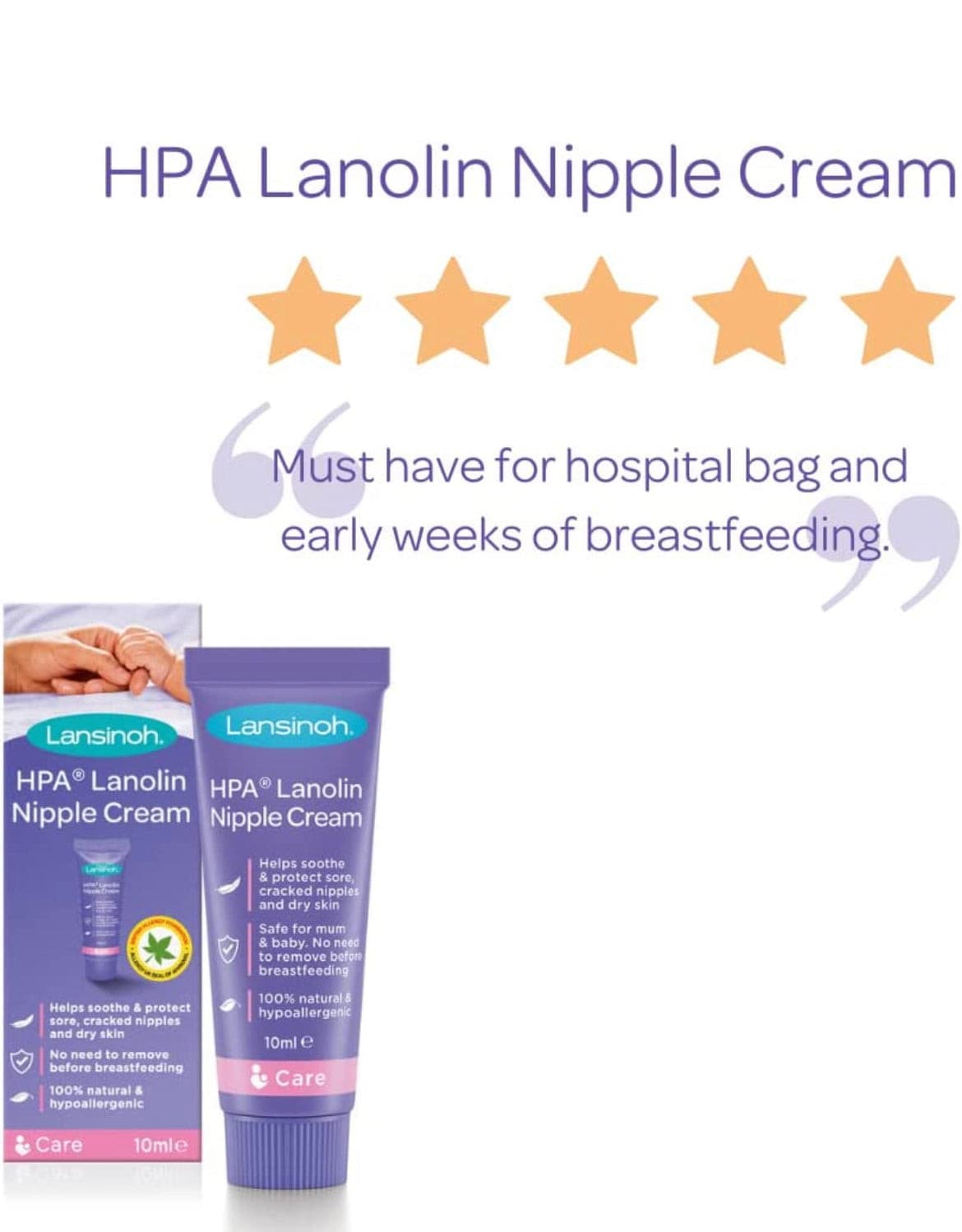 Lansinoh HPA Lanolin Nipple Cream for Sore Nipple 10ml.