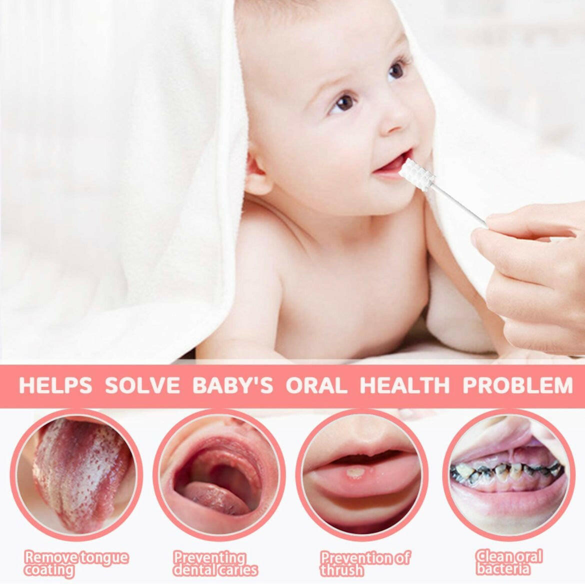 42Pcs Disposable Infant Baby Tongue Cleaner and Baby Toothbrush for 0-36 Month.