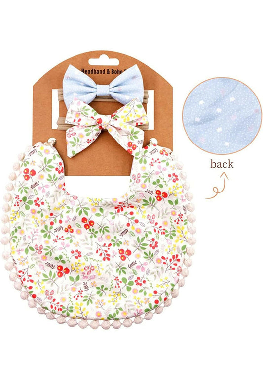 Cotton Double Sided Adjustable Bibs with bandana for baby girl.
