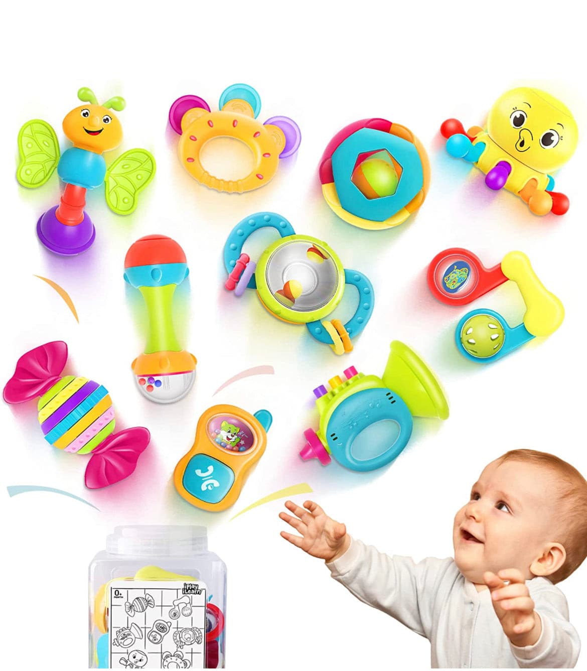10pcs Baby Rattles Toys Set by iPlay, for 0-12 Month.