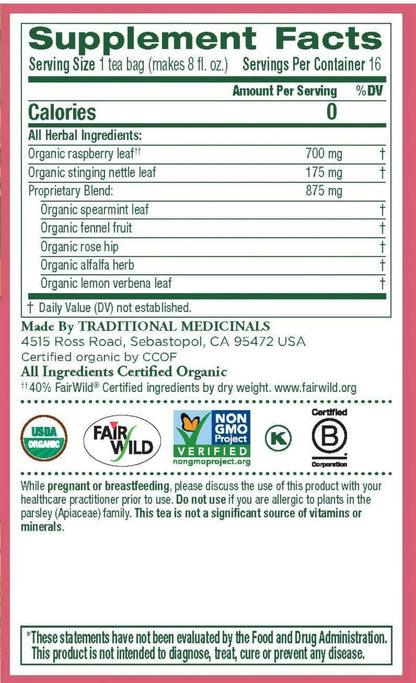 Organic Pregnancy Herbal Tea Raspberry by Traditional Medicinals.