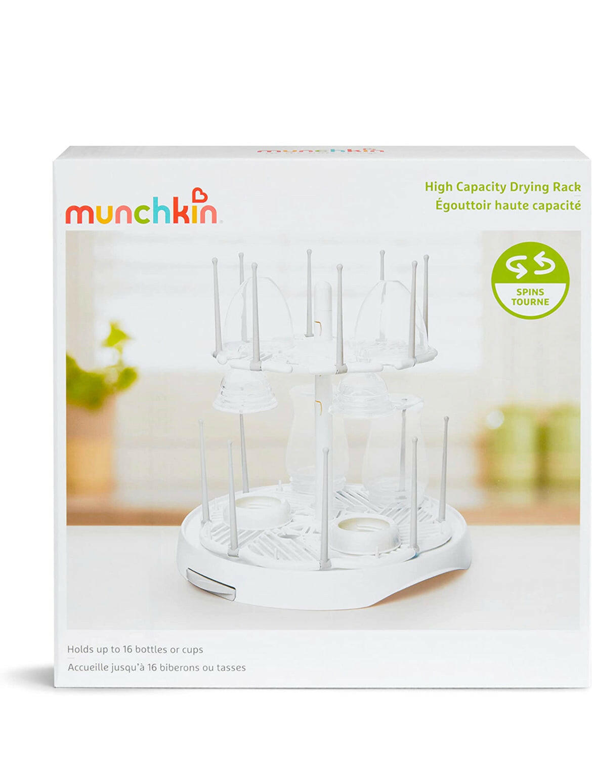 Munchkin High Capacity Drying Rack for Baby Bottles and Accessories, White.