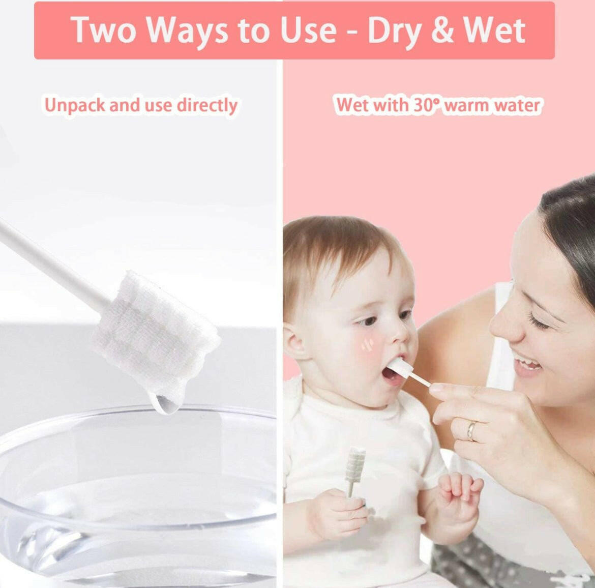 42Pcs Disposable Infant Baby Tongue Cleaner and Baby Toothbrush for 0-36 Month.