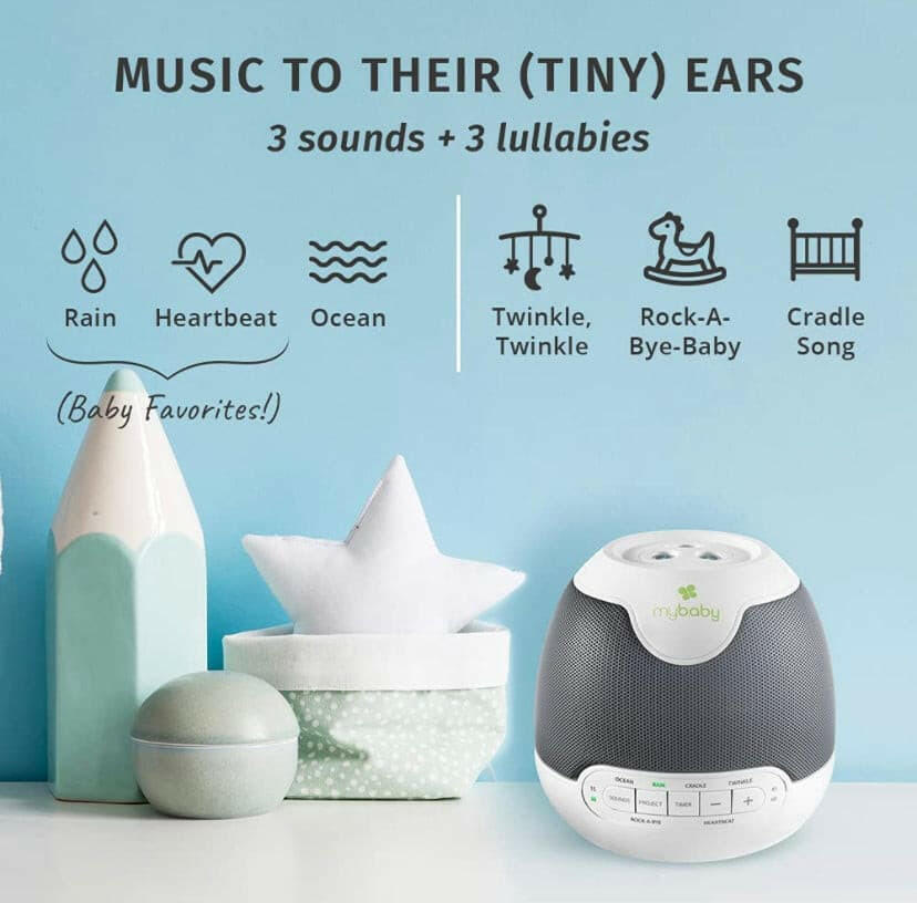 MyBaby, Sounds & Projection, Plays 6 Sounds & Lullabies, Image Projector Featuring Diverse Scenes, Auto-Off Timer Perfect for Naptime.
