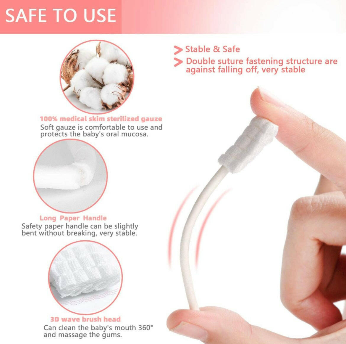 42Pcs Disposable Infant Baby Tongue Cleaner and Baby Toothbrush for 0-36 Month.