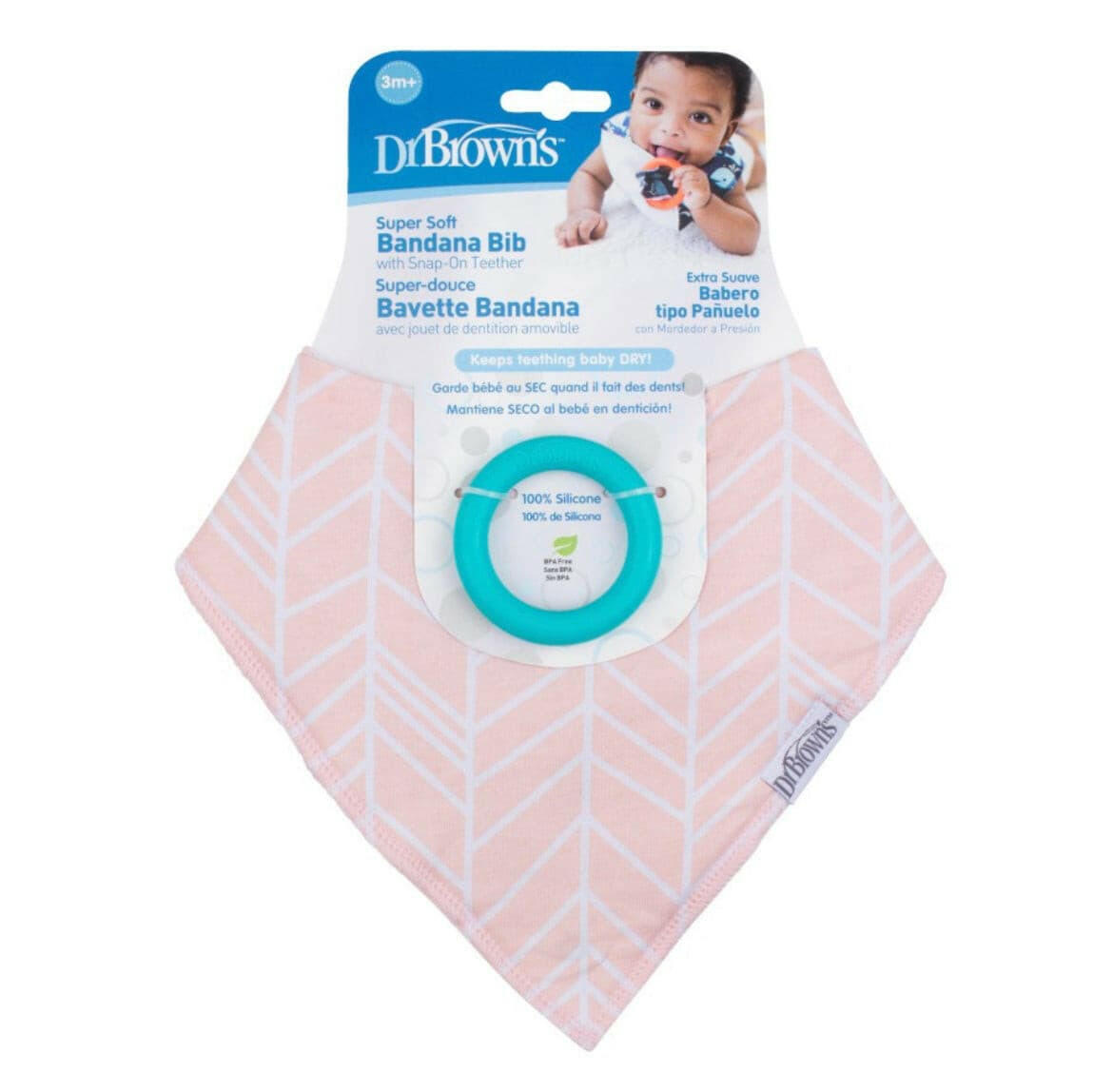 Dr Brown Bib Teething Bandana - Pink 