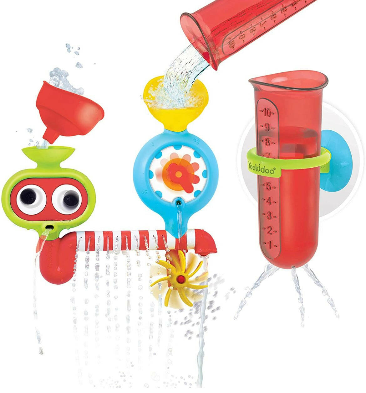 Yookidoo Baby Bath Toy - Spin 'N' Sprinkle Water Lab - Spinning Gear and Googly Eyes for Toddler or Baby Bath Time Sensory Development - Attaches to Any Size Tub Wall (1-3 Years).