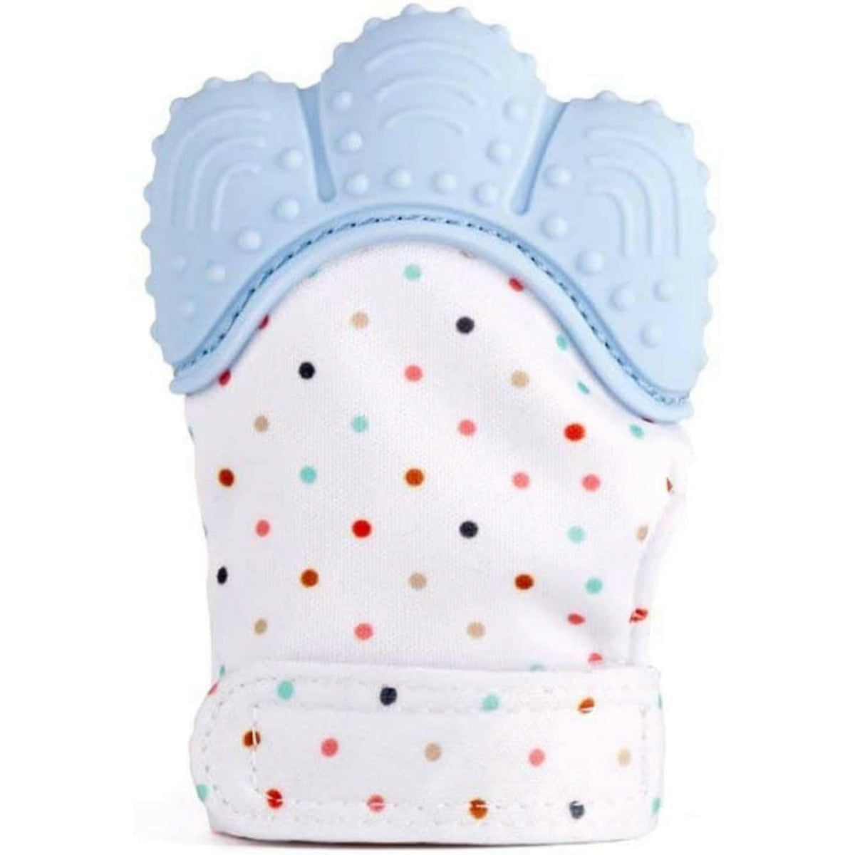 Teething Mitten Self Soothing Pain Relief Baby Chew Mitten Baby Teething Glove Age 3-18 Months - Blue.