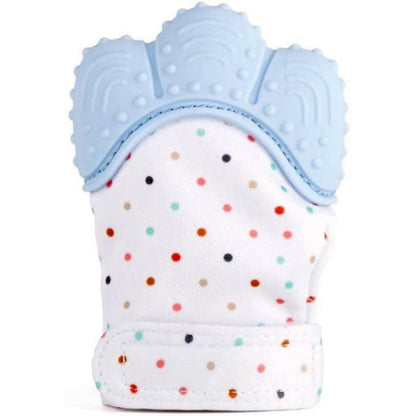 Teething Mitten Self Soothing Pain Relief Baby Chew Mitten Baby Teething Glove Age 3-18 Months - Blue.