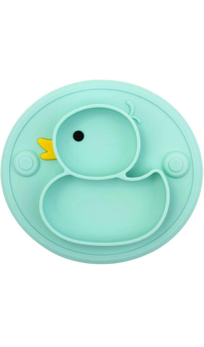 Duck Dishes for Kids and Infants One-Piece Strong Suction, BPA Free, Microwave Dishwasher Safe.