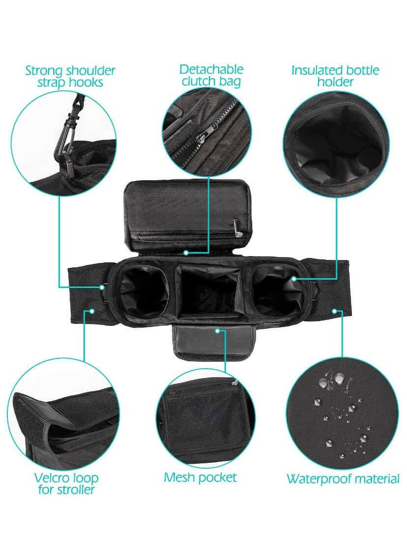Stroller Organizer with Insulated Cup Holder.