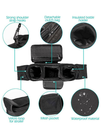 Stroller Organizer with Insulated Cup Holder.