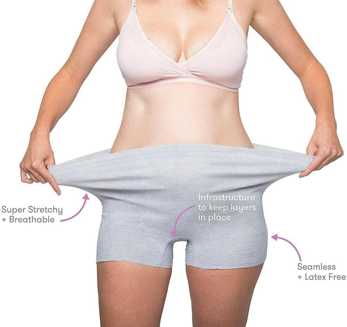 FridaBaby Frida Mom Disposable Postpartum Underwear (Without pad) | Super Soft, Stretchy, Breathable, Wicking, Latex-Free, Boyshort Cut | Regular (8 Count).