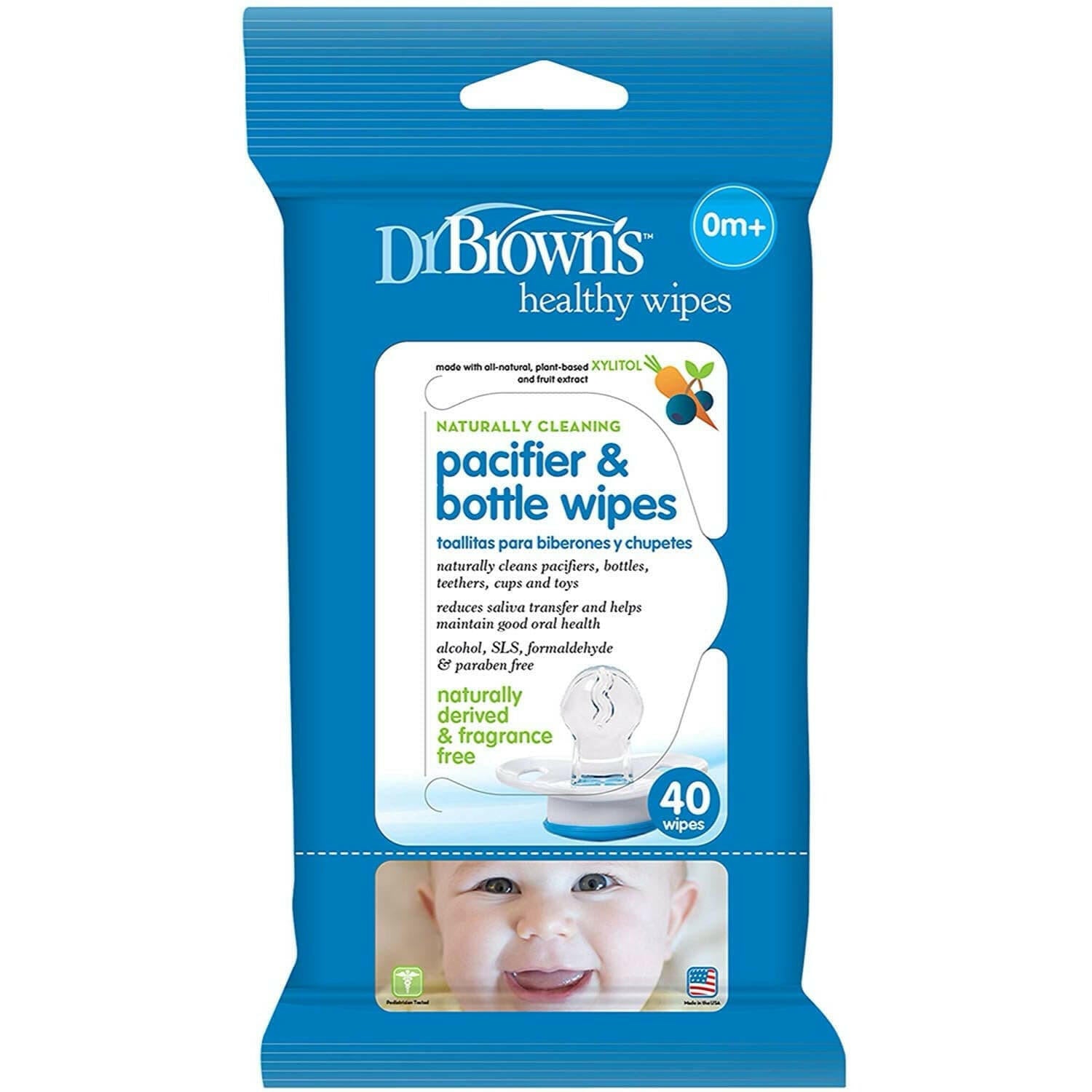 Brown's Pacifier Bottle Wipes, 40-Pack