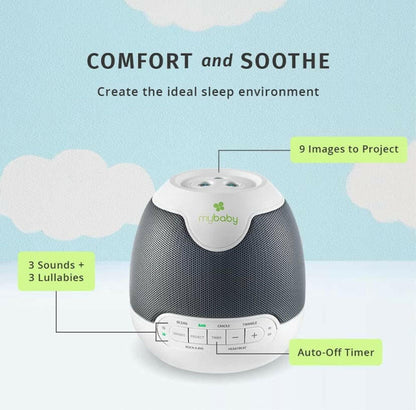 MyBaby, Sounds & Projection, Plays 6 Sounds & Lullabies, Image Projector Featuring Diverse Scenes, Auto-Off Timer Perfect for Naptime.