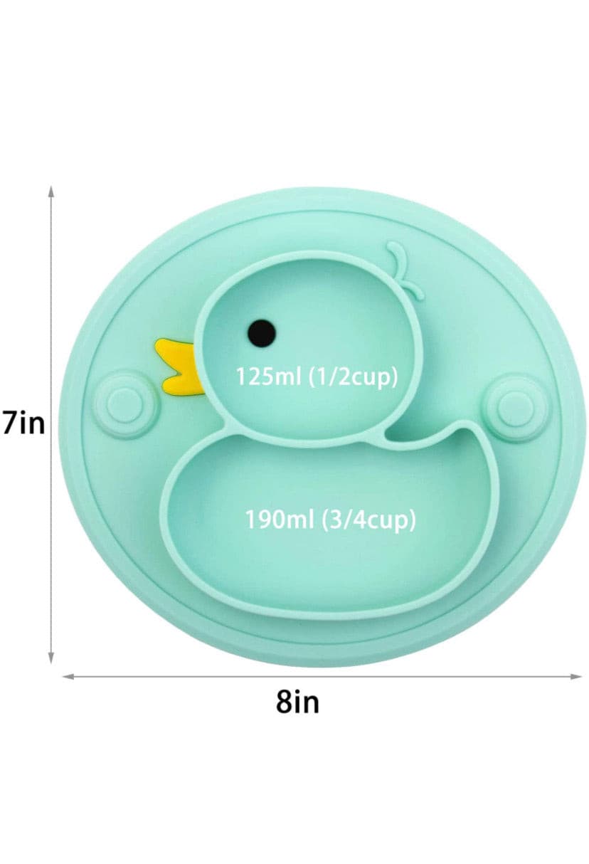 Duck Dishes for Kids and Infants One-Piece Strong Suction, BPA Free, Microwave Dishwasher Safe.