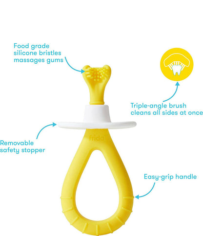Training Toothbrush for Babies with Soft Silicone Bristles by Frida Baby.
