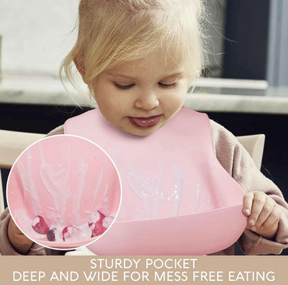Sperric Waterproof Food Catcher Bib - Pink / Red.