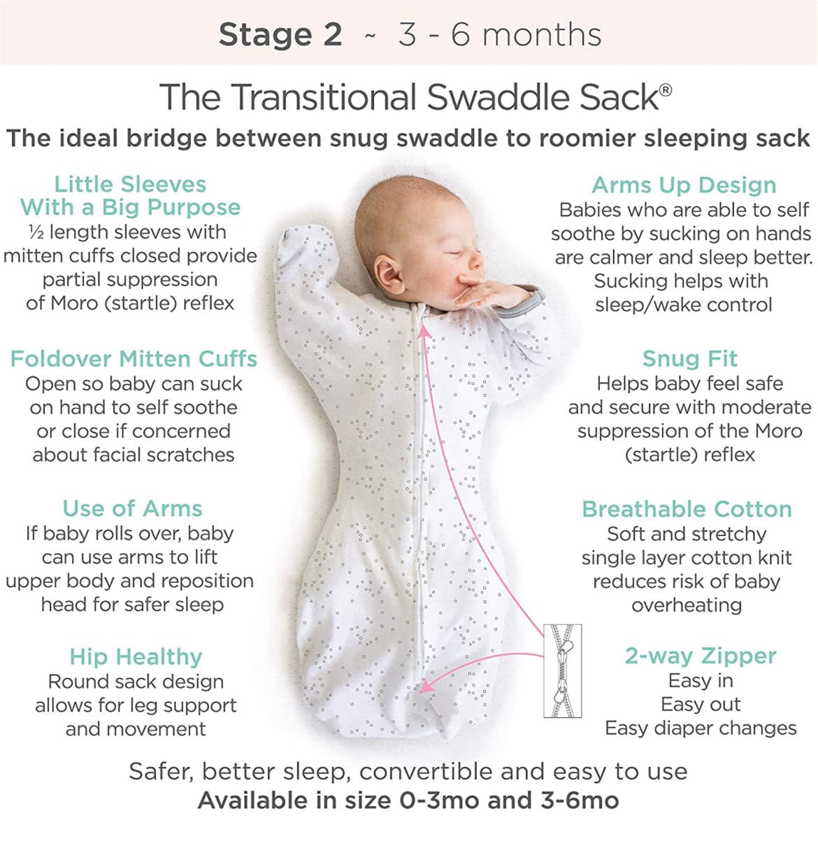 Swaddle Sack with Arms Up Half-Length by Amazing Baby.