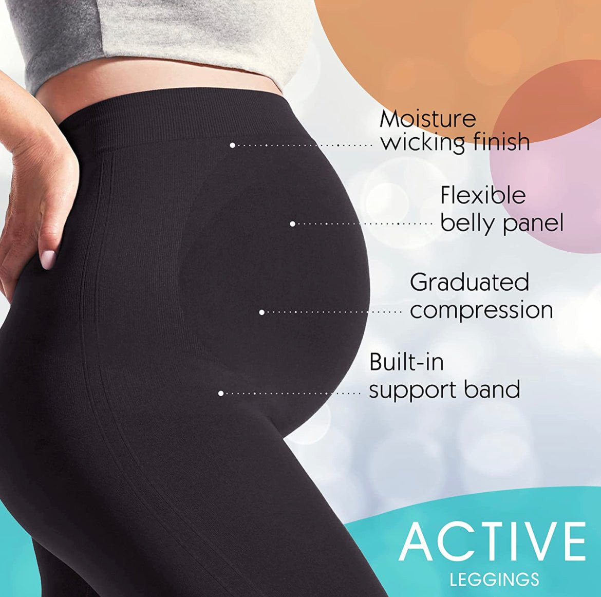 Maternity Leggings Active Wear Over The Bump Pants Pregnancy Shaping Over The Belly Postpartum Breastfeeding.
