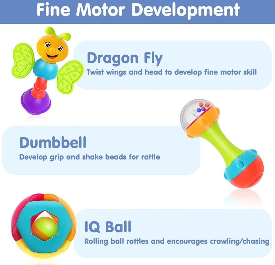 10pcs Baby Rattles Toys Set by iPlay, for 0-12 Month.