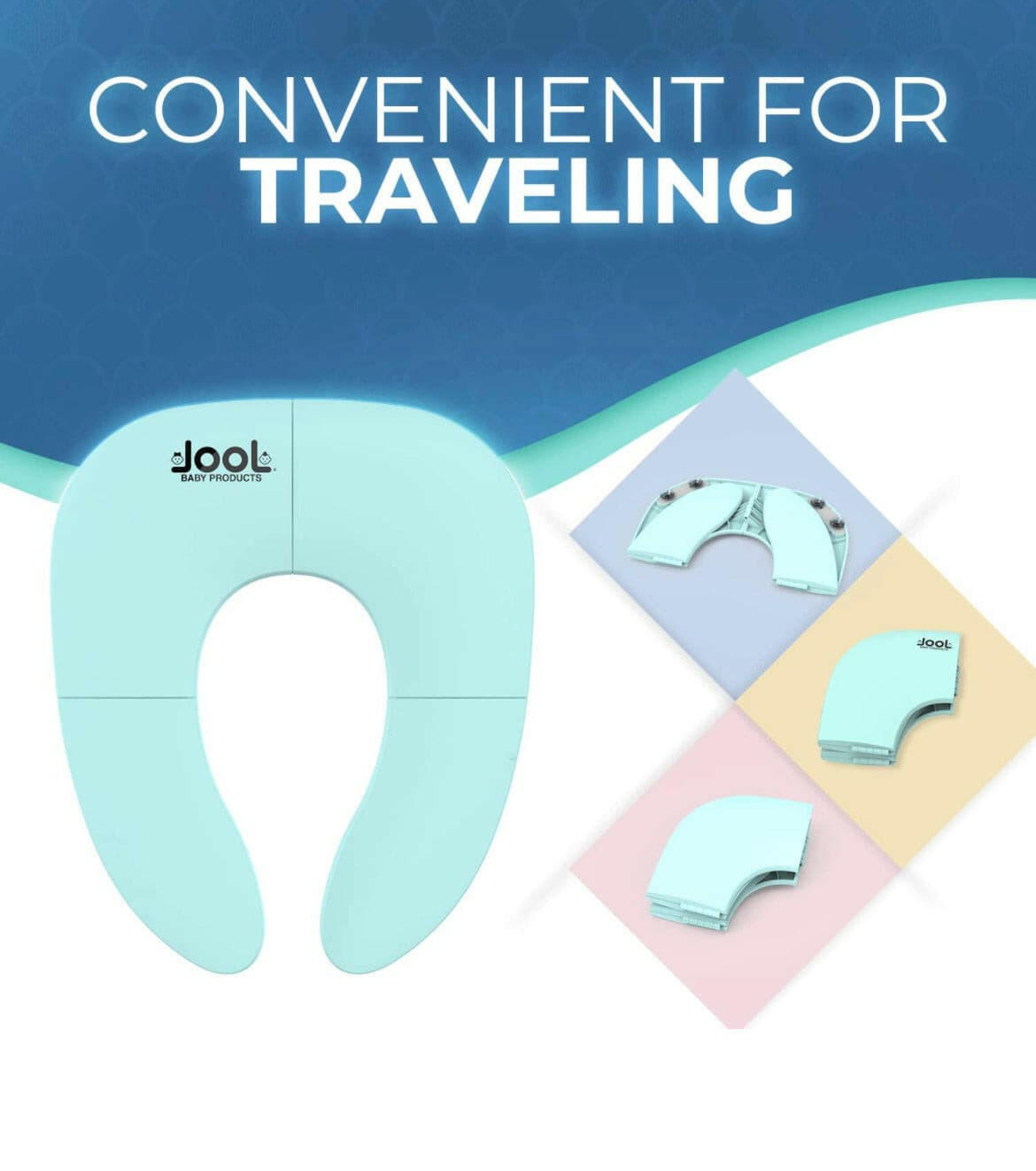Folding Travel Potty Seat, Fits Round & Oval Toilets, Non-Slip Suction Cups by Jool Baby.