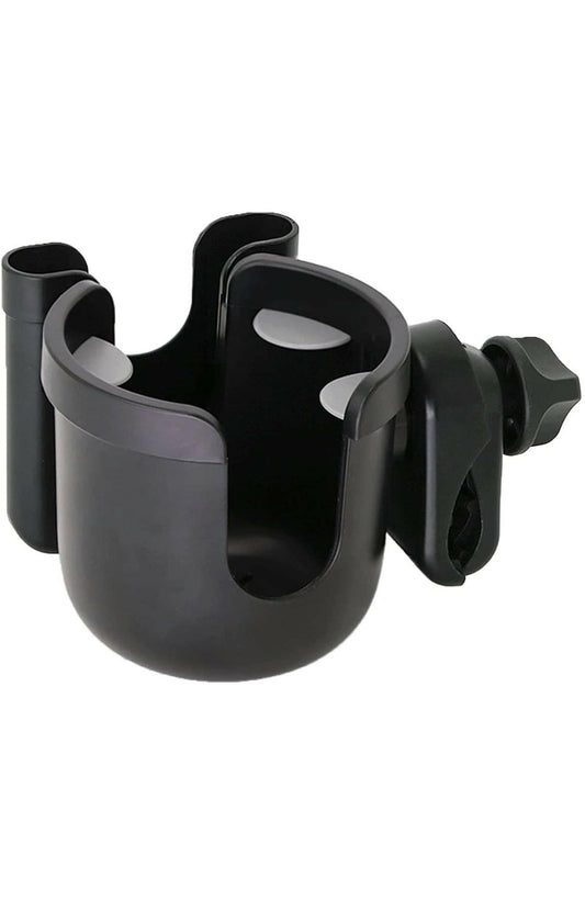 Stroller Cup Holder with Phone Holder, Stroller Accessories , Bike Water Bottle Holder, Treadmill, Wheelchair(Black).