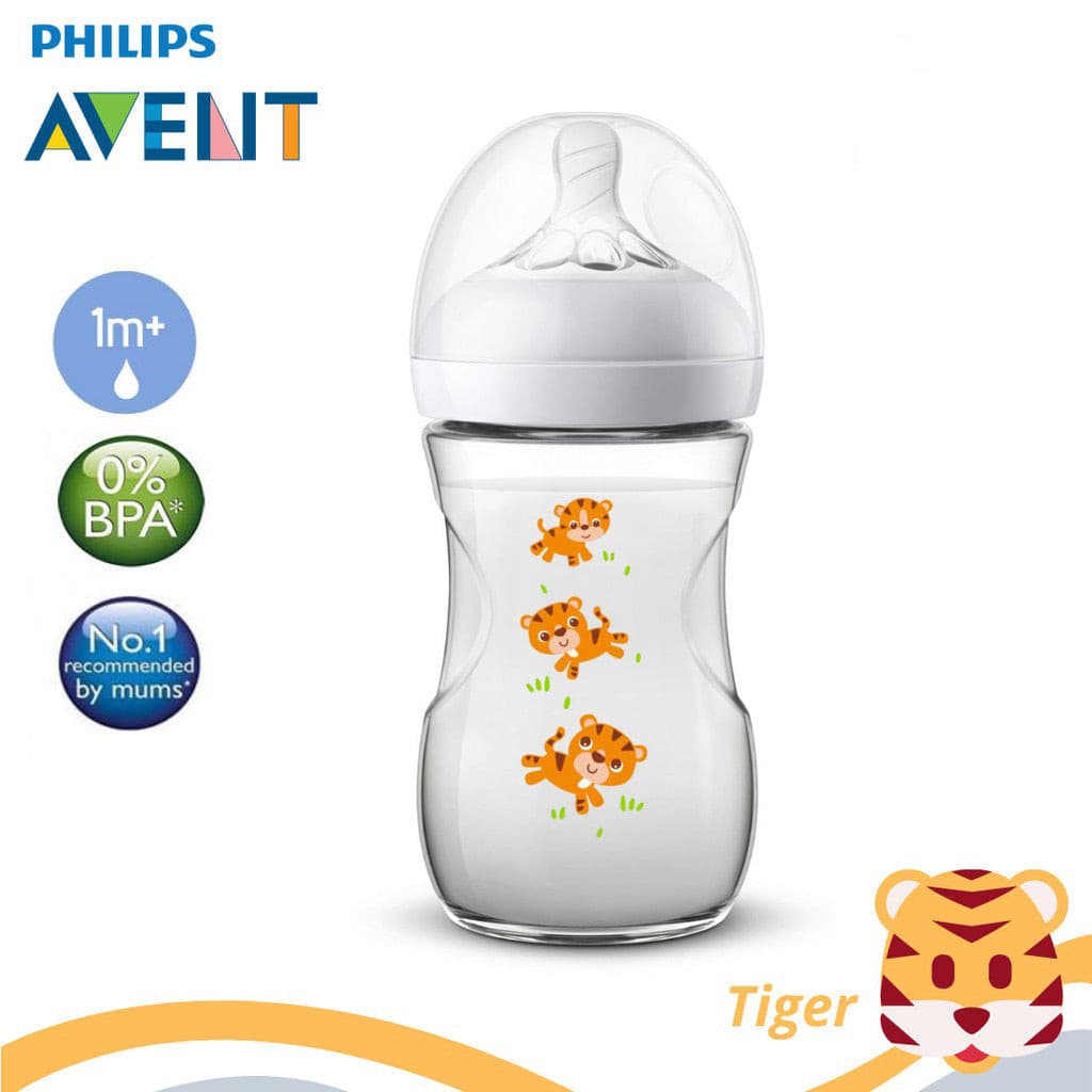AVENT Philips Natural Baby Bottle with Animal Design, Tiger.