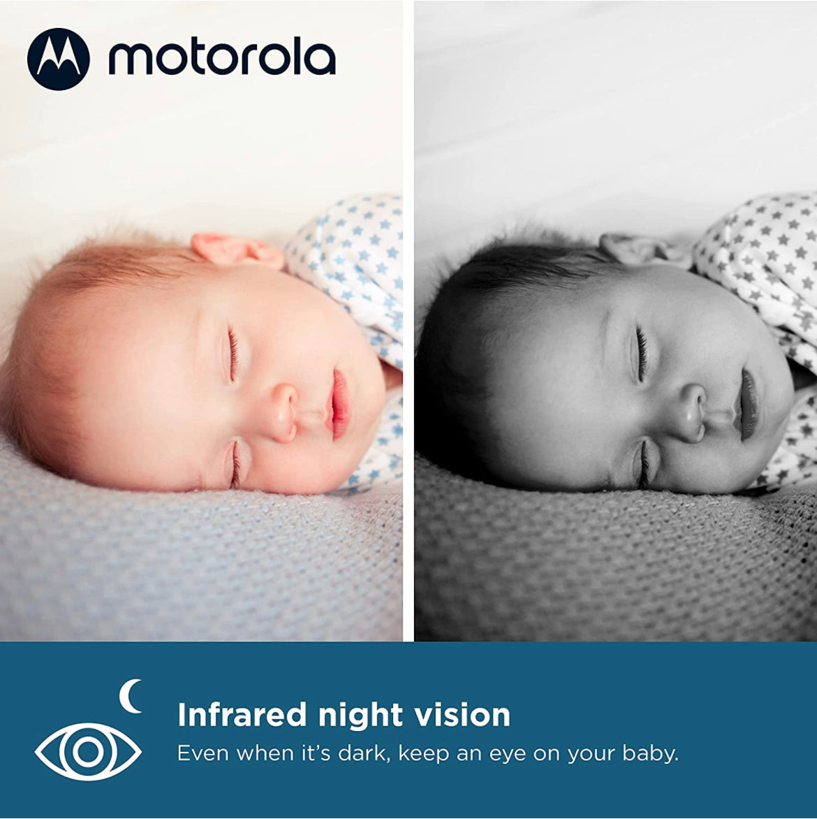 Motorola Baby Monitor - VM50G Video Baby Monitor with Camera, 1000ft Range 2.4 GHz Wireless 5" Screen, Two-Way Audio, Remote Pan, Tilt, Zoom, Room Temperature Sensor, Lullabies, Night Vision.